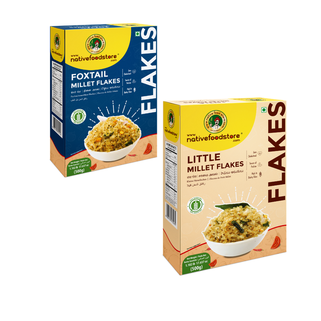 Millet Flakes Combo-Little Millet Flakes-Samai /Foxtail Millet Flakes-Thinai- 2 pcs (500gms x 2)