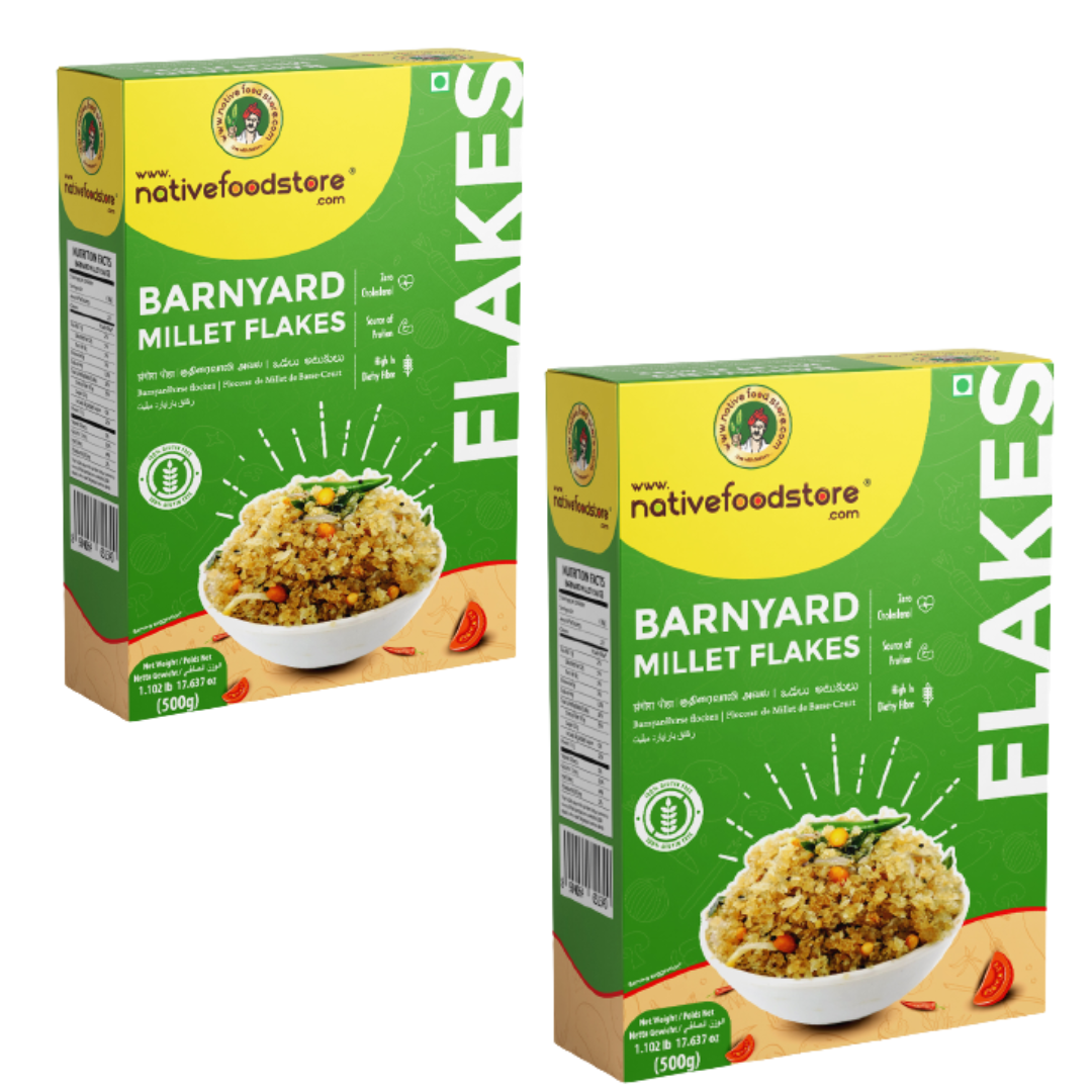 Millet Flakes Combo-Barnyard-Millet Flakes-kuthiraivali- 2 pcs (500gms x 2)